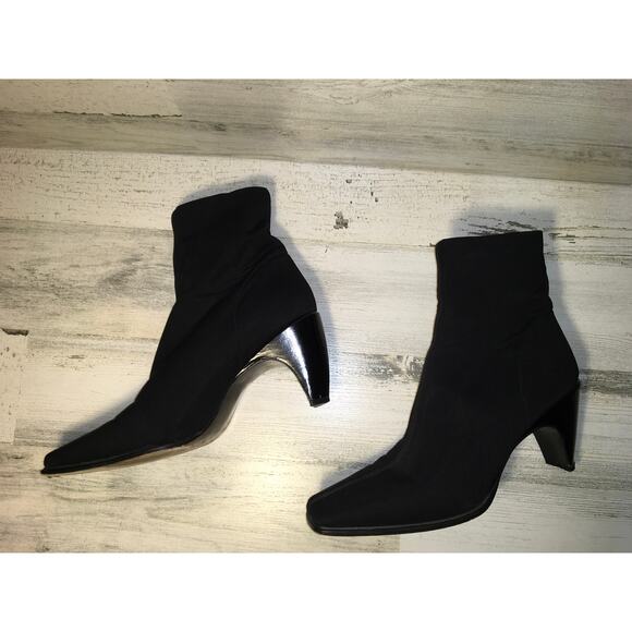 Stuart Weitzman Neoprene Sock Boot Womens 7.5 Narrow Black Bootie Minimalist Y2K - Picture 7 of 12